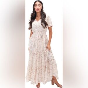 mikarose womens cream floral midi dress
